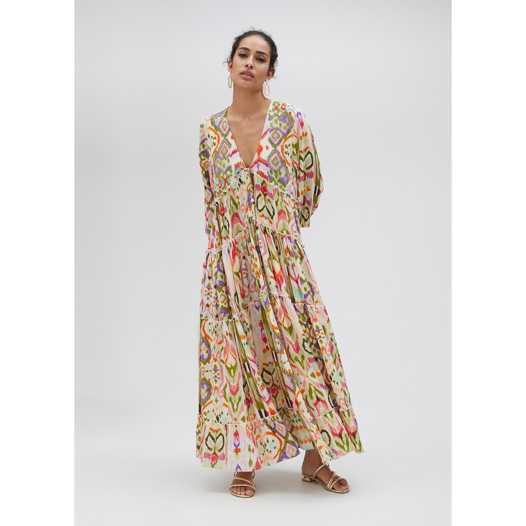 Vestito lungo con stampa etnica