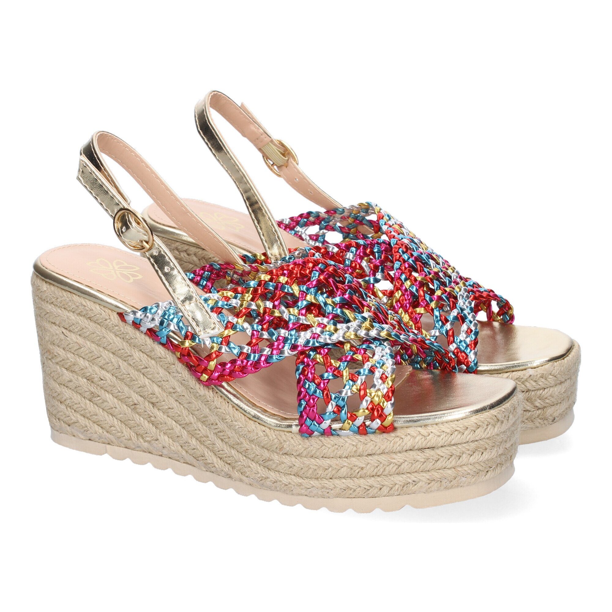 Sandalia de Cuña de Yute para Mujer, Comodas y Elegantes, Diseño Trenzado en la Pala