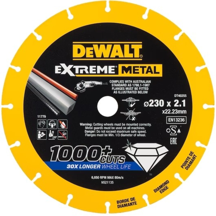 Disque Extreme Métal 230 x 22.23 x 1.5 mm DEWALT - DT40255-QZ