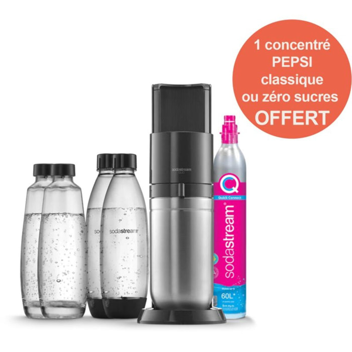 Machine à soda SODASTREAM DUO Noire Pack 2 carafes + 2 bouteilles