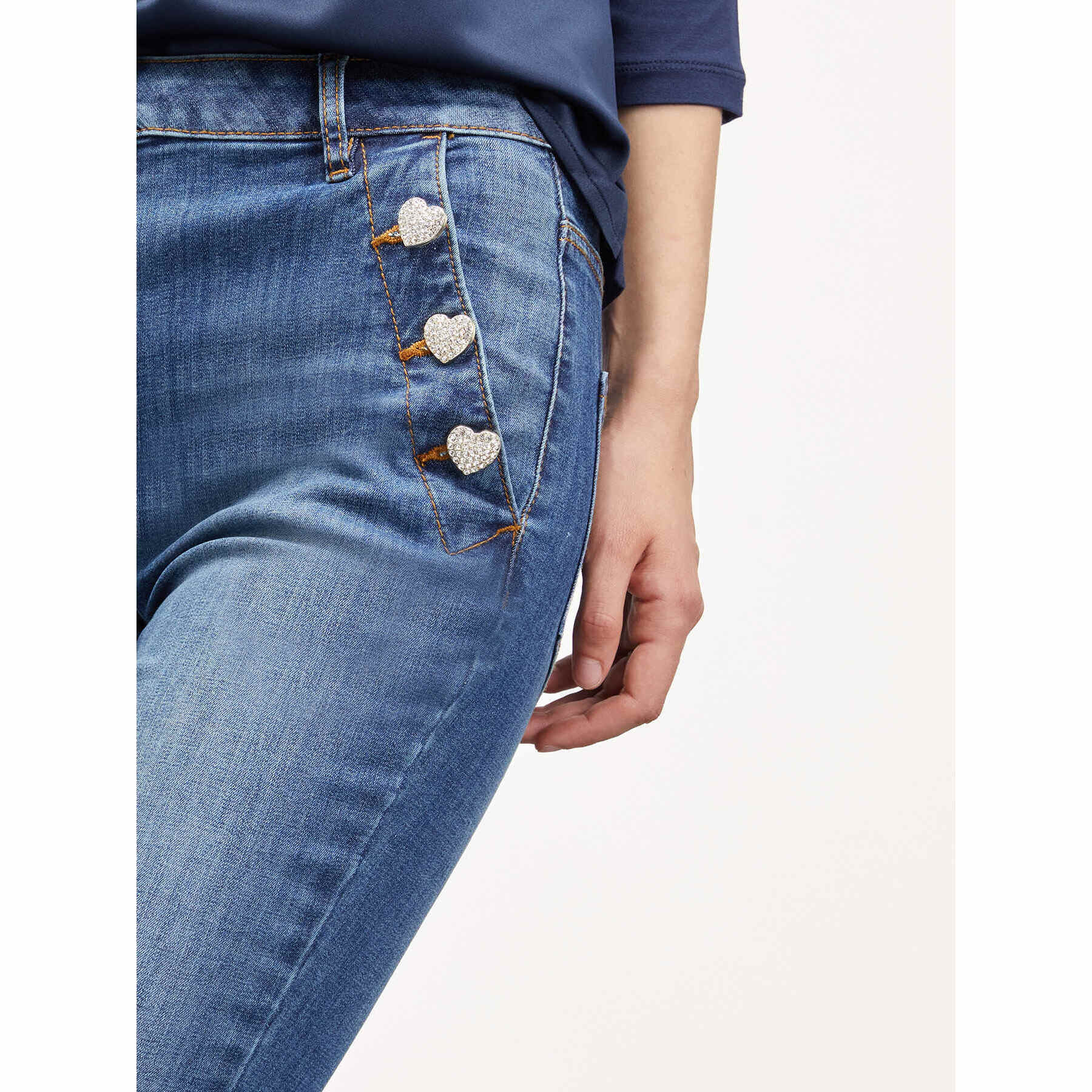 Motivi - Jeans flare con motivo bottoni - Blu