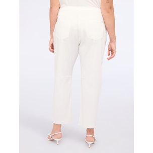 Fiorella Rubino - Pantaloni moon fit in misto cotone - Bianco