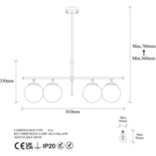 Lámpara de techo - Negro, 81x15x36