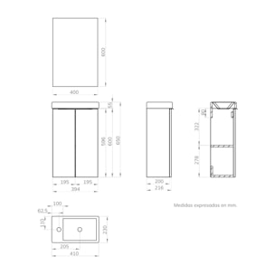 Ensemble de salle de bain MIKI 40, Alday, Blanc Mat