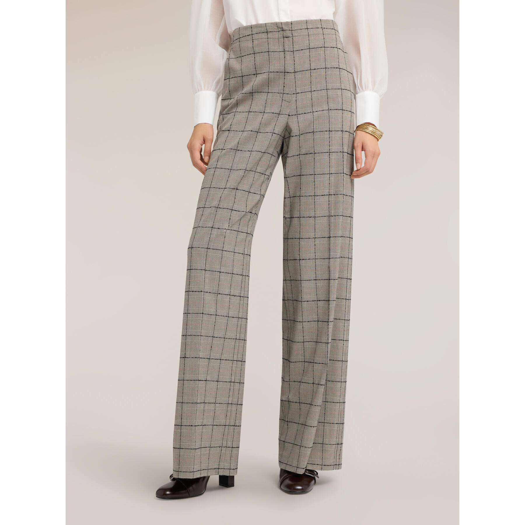 Motivi - Pantaloni palazzo fantasia Principe di Galles - Grigio