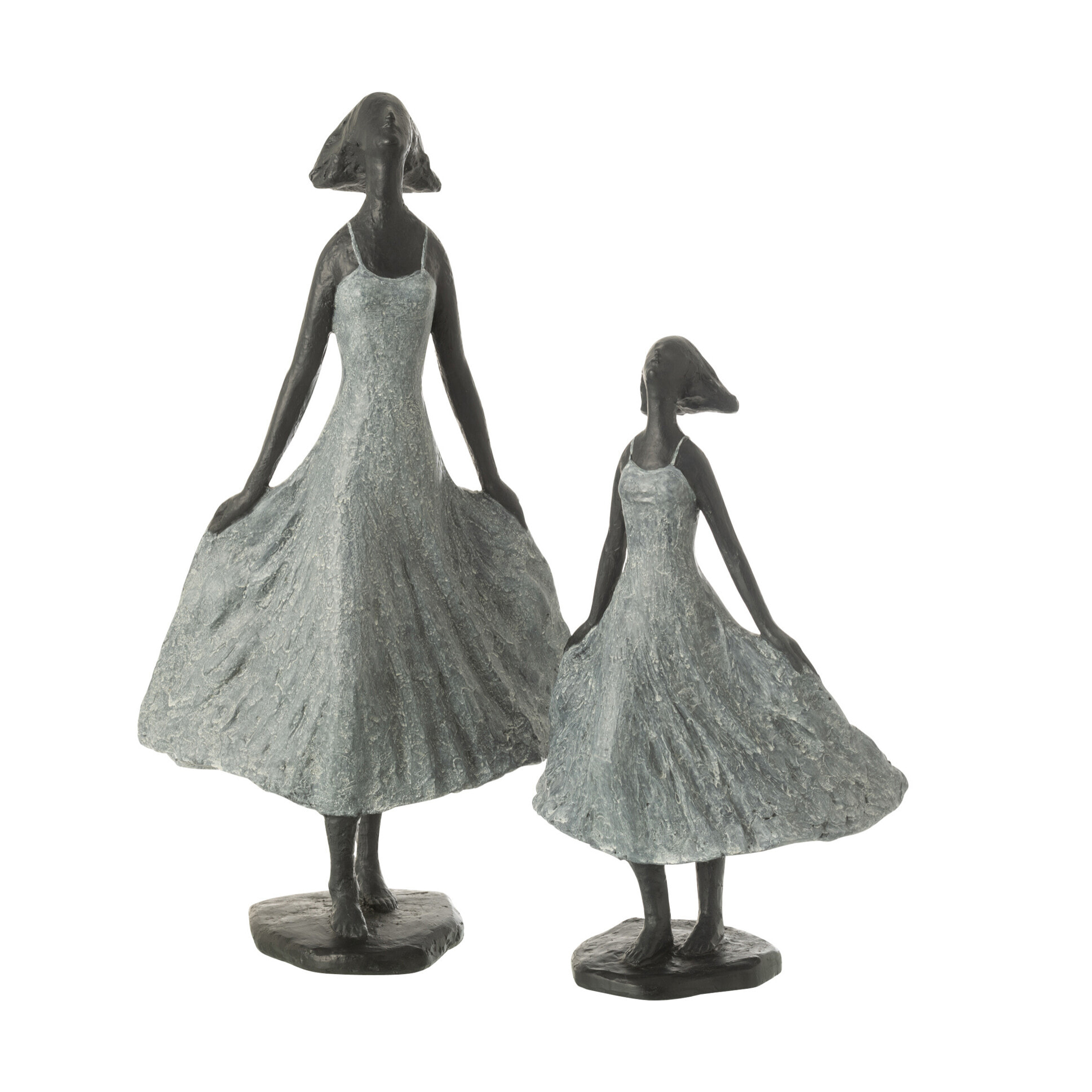 J-Line décoration Fille Regardant Ciel - polyrésine - noir/gris - large