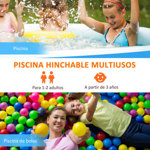 Piscina Hinchable Rectangular 1.300 Litros 262x176x56 cm para Adultos Niños Azul