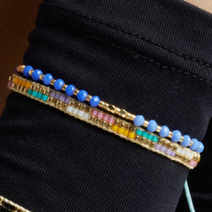 Pulsera con Cristal Azul acabado oro 18k