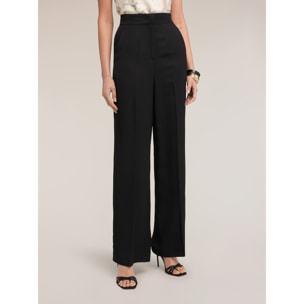 Motivi - Pantalones palazzo de mezcla de lino - Negro