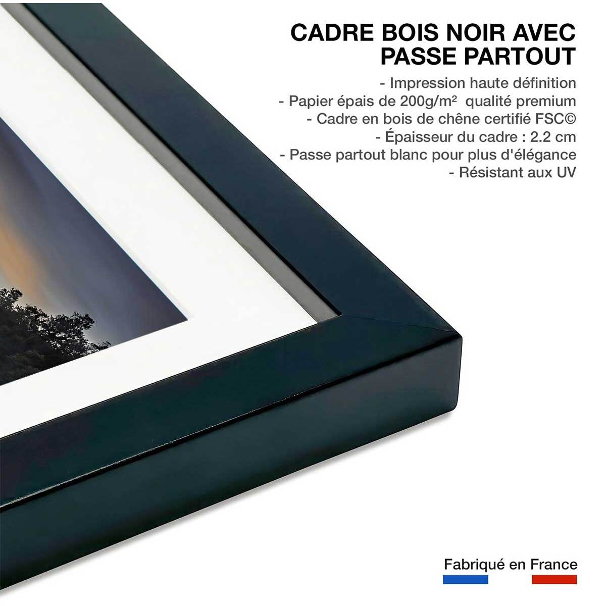 Affiche paysage matin enneigé Affiche sous cadre noir