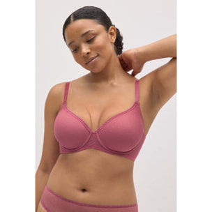 Reggiseno imbottito rosa con ferretto e coppe di capacità C e D