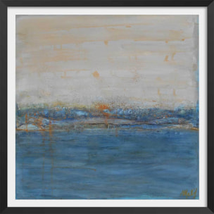 Affiche abstrait rivage d'or Affiche + cadre en bois - Noir