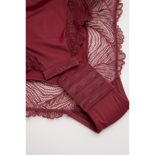 Body intimo a maniche lunghe con schiena scoperta color granato