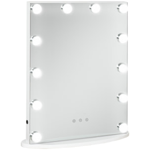 Espejo de Maquillaje Luz LED Ajustable 41,5x13,5x51cm Blanco