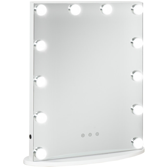 Espejo de Maquillaje Luz LED Ajustable 41,5x13,5x51cm Blanco