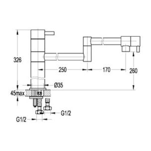 PAINI Mitigeur cuisine Cox Rodeo articulé Bec haut chrome douchette extractible