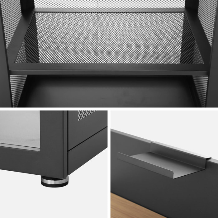 Cuisine extérieure acier et décor bois 1 étagère L80cm MILOS