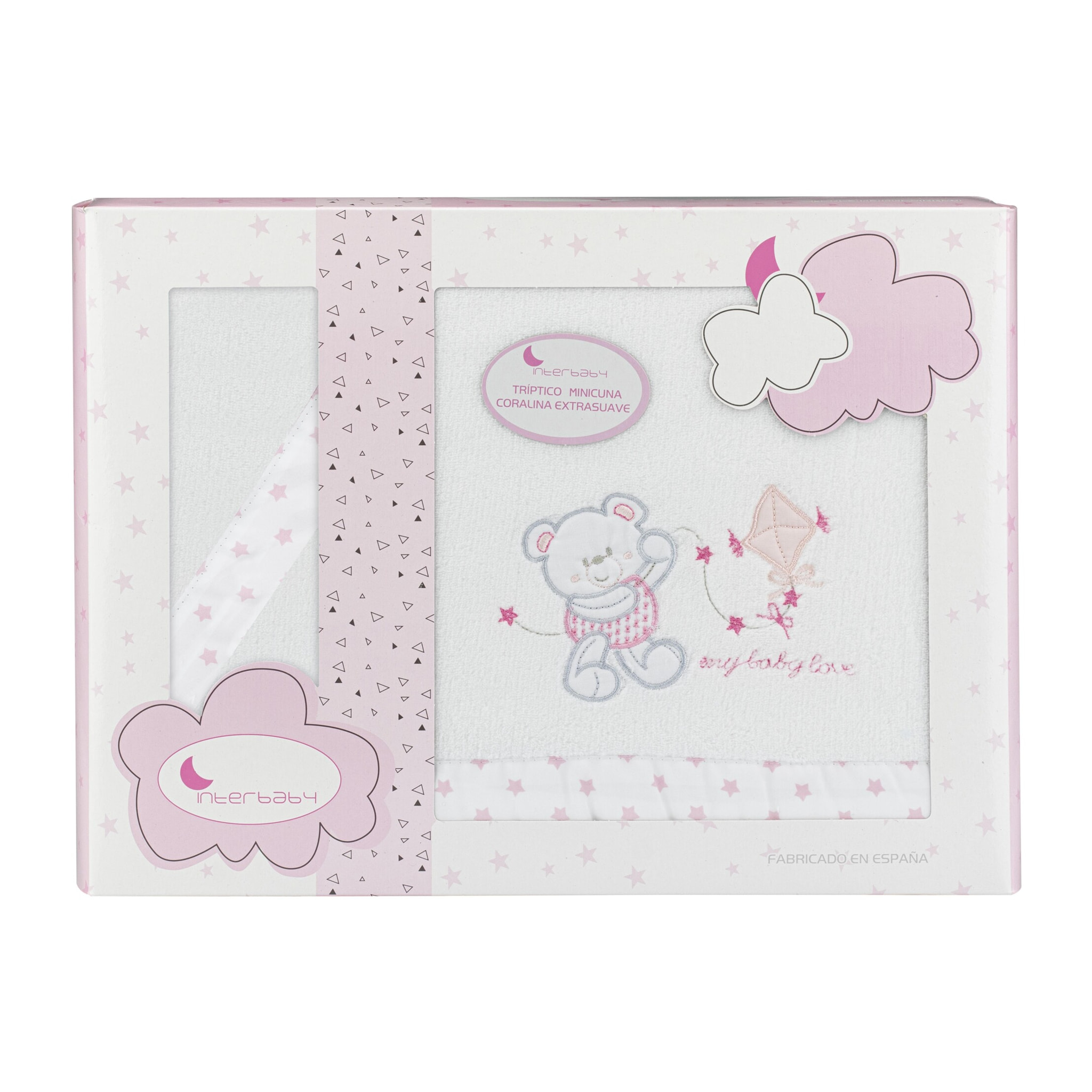 Juego 3 Pcs Minicuna Coralina Mod Baby Love Bco/Rosa