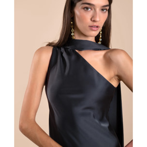 Vestido midi asimétrico con lazada