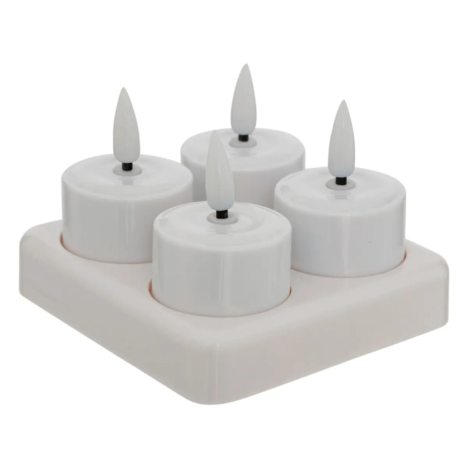 Lot de 4 bougies chauffe-plats LED rechargeables Aitor blanc