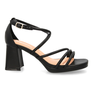 Sandalia de tacón con tiras finas para mujer