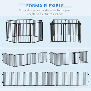 Parque para Perros 8 Vallas 60x76 cm Corral Plegable para Cachorros con Puerta y Doble Cerradura Paneles Metálicos de Bricolaje para Pasillos Escaleras Negro