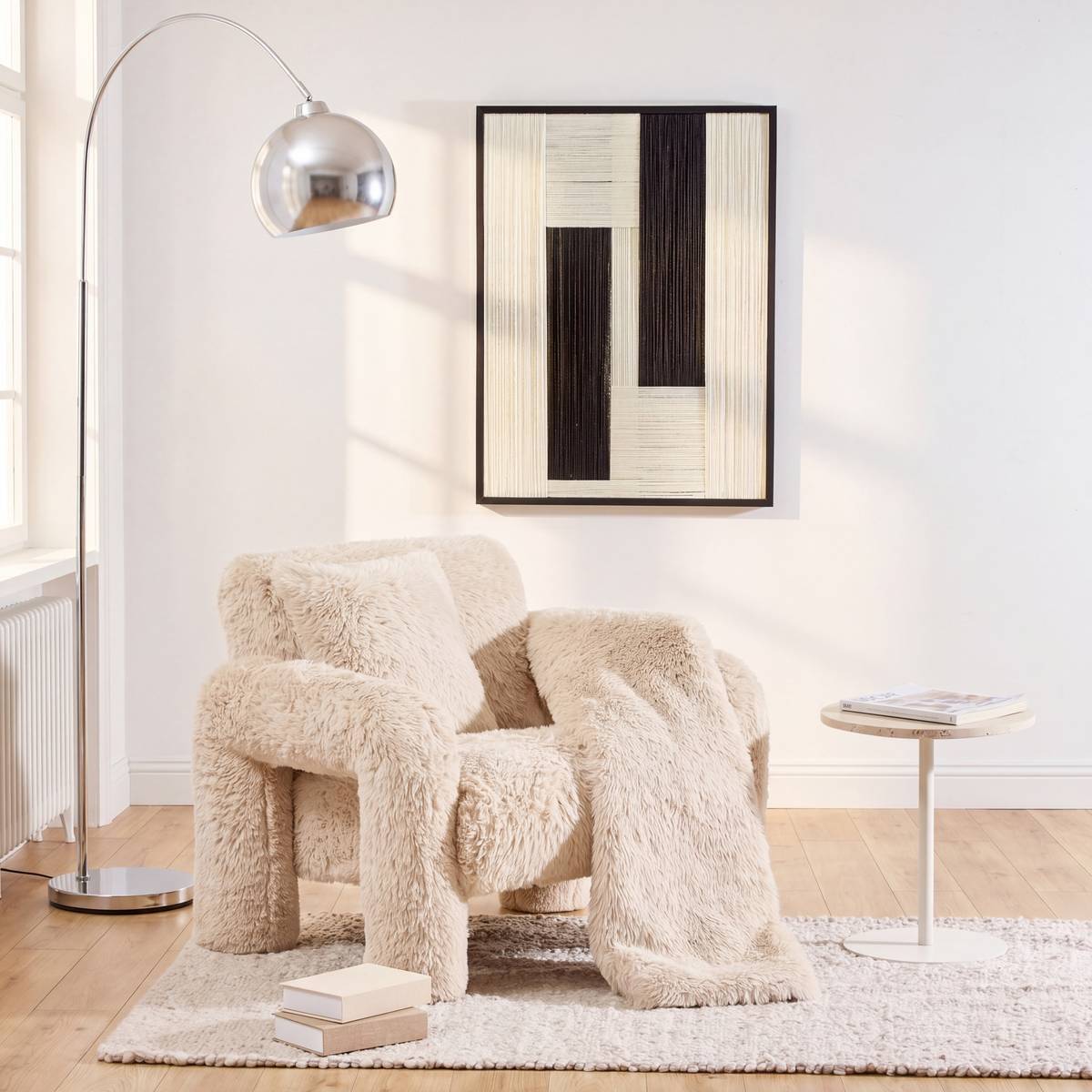 Fauteuil Elyon fourrure H.72cm beige