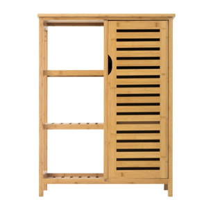 Scaffale da bagno con struttura in bamboo e vani in stoffa 44x33x96 cm