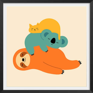 Affiche enfant being lazy Affiche + cadre en bois - Noir