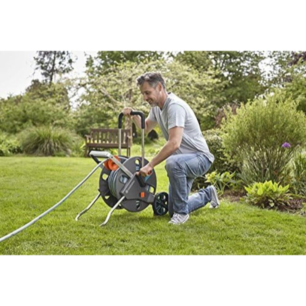 Dévidoir sur roue CleverRoll L Easy équipé, enrouleur de tuyau - 30 m - GARDENA - 18522-26