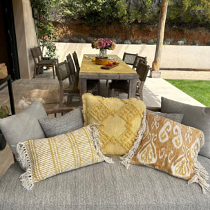 Coussin en coton jaune avec franges 30x50cm GUAMA