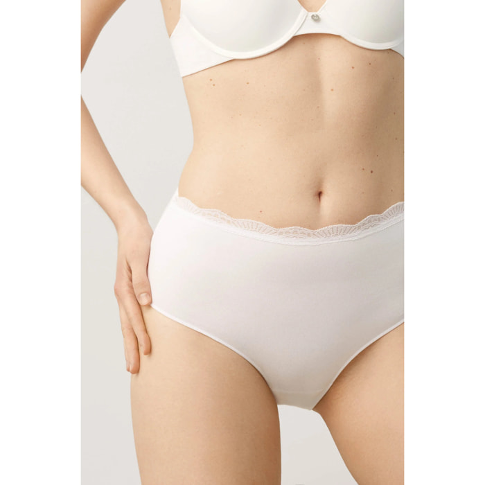 Slip a vita alta in cotone bianco