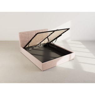 Peonis - lit coffre - 160x200 cm - en velours - sommier inclus - Taupe