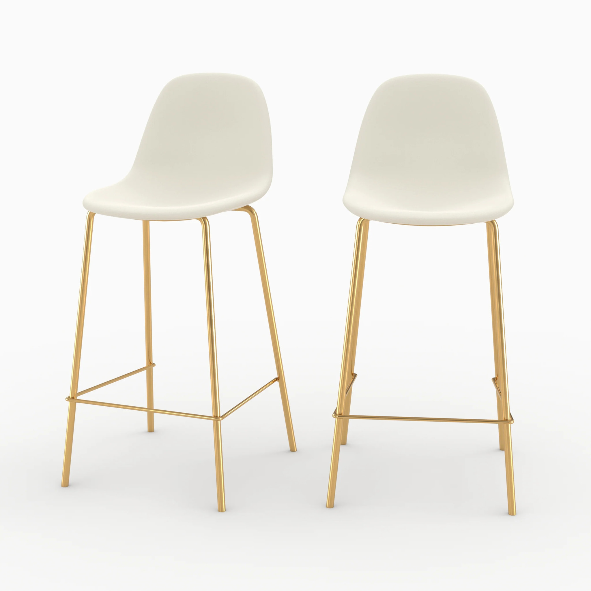 Lot de 2 chaises pour îlot central 65 cm en cuir synthétique blanc - Henrik