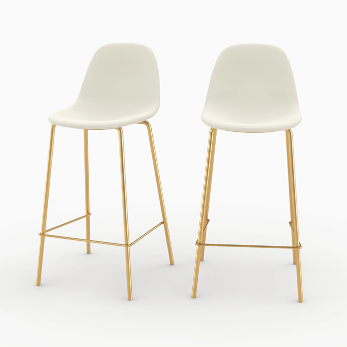 Lot de 2 chaises pour îlot central 65 cm en cuir synthétique blanc - Henrik