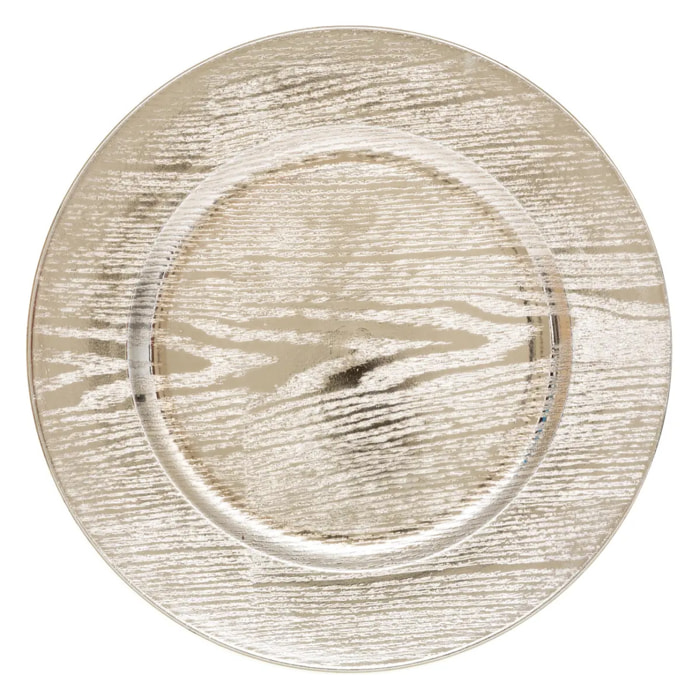 Assiette de présentation "Colorama de Noël" D33cm or motif bois