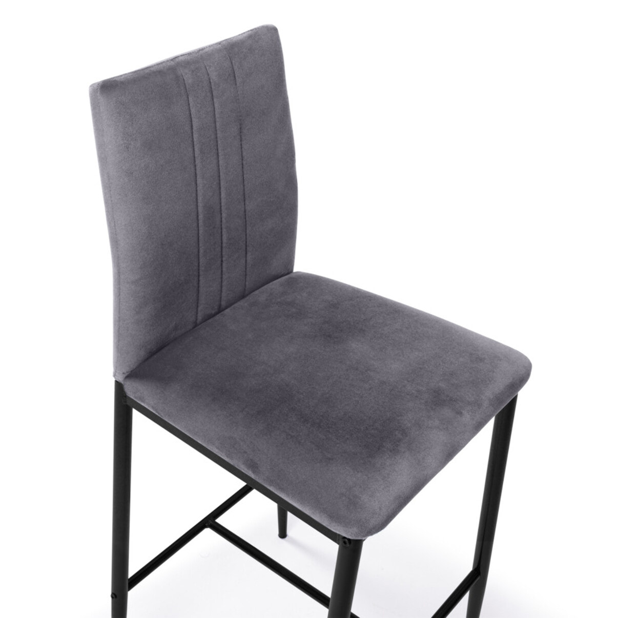 Tabourets de bar glam Jade en velours - Gris anthracite