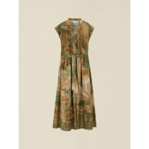 Oltre - Vestido camisero en muselina estampada - Verde
