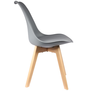 Chaise Scandinave Coque Rembourree Gris - Lot de 4