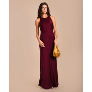 Vestido midi espalda descubierta y escote halter