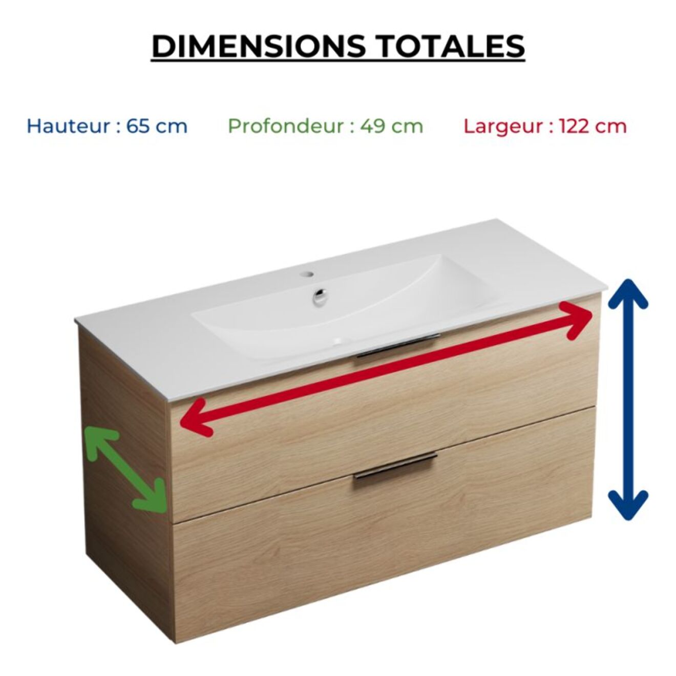 Meuble vasque 120 cm BURGBAD Olena chêne clair + miroir + colonne de salle de bain