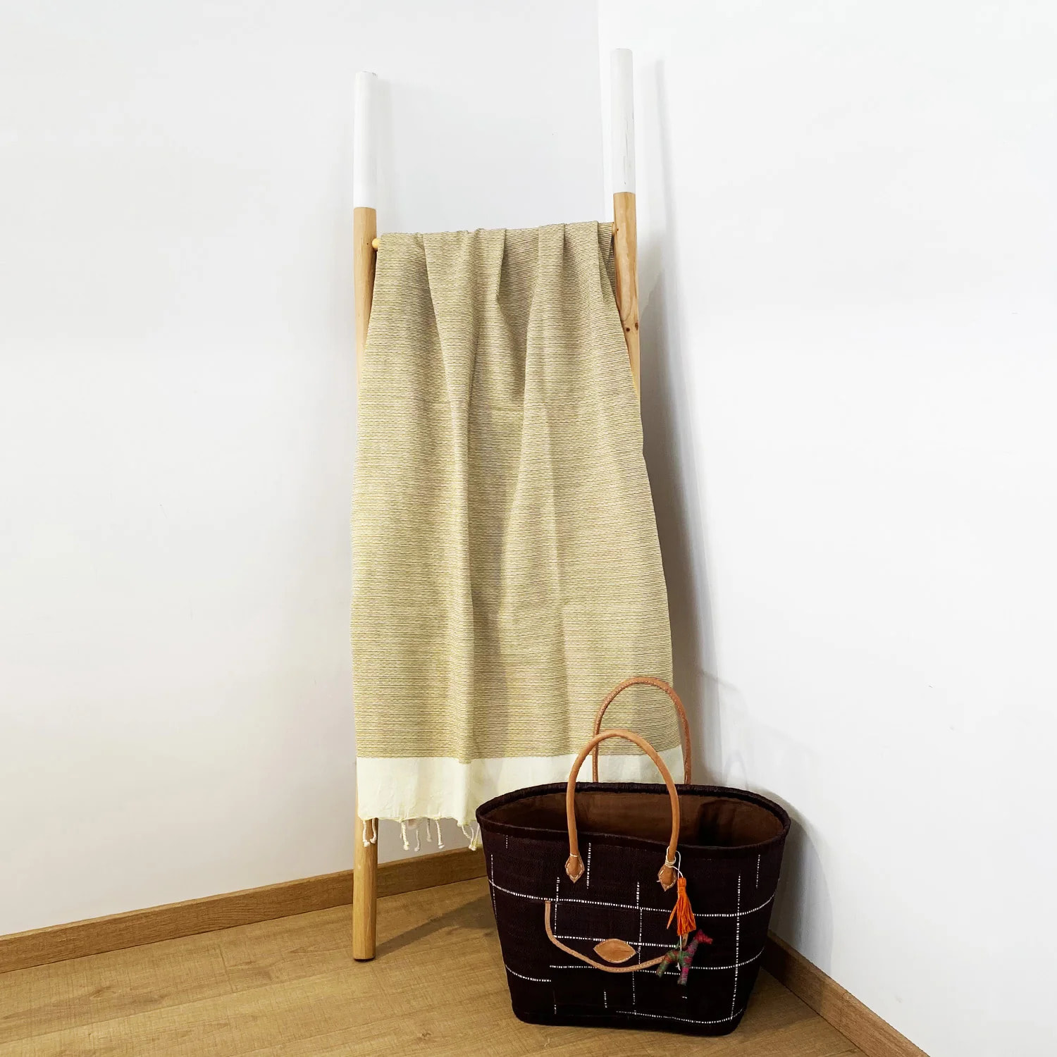Fouta nid d’abeille traditionnelle L - Athena Taupe - 190g/m²