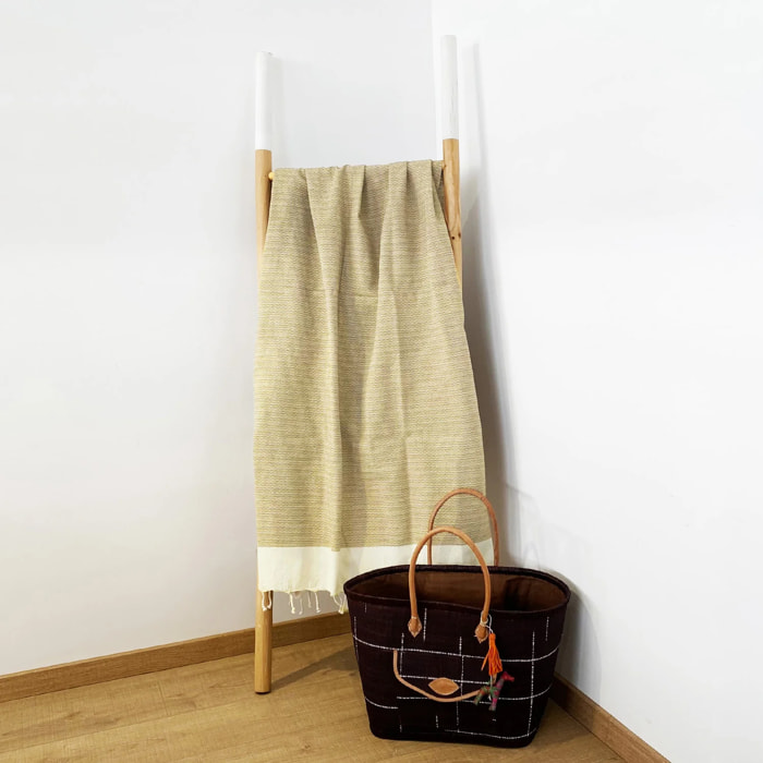 Fouta nid d’abeille traditionnelle L - Athena Taupe - 190g/m²