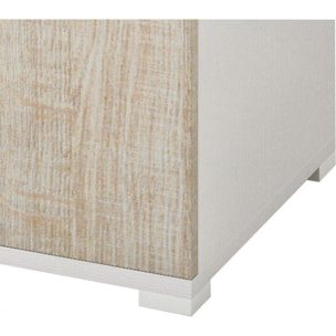 Armadio multiuso Aquilegia, Mobile lineare a 1 Anta battenti e 4 ripiani regolabili, Mobile a colonna per bagno, 100% Made in Italy, Cm 45x45h195, Rovere e Bianco