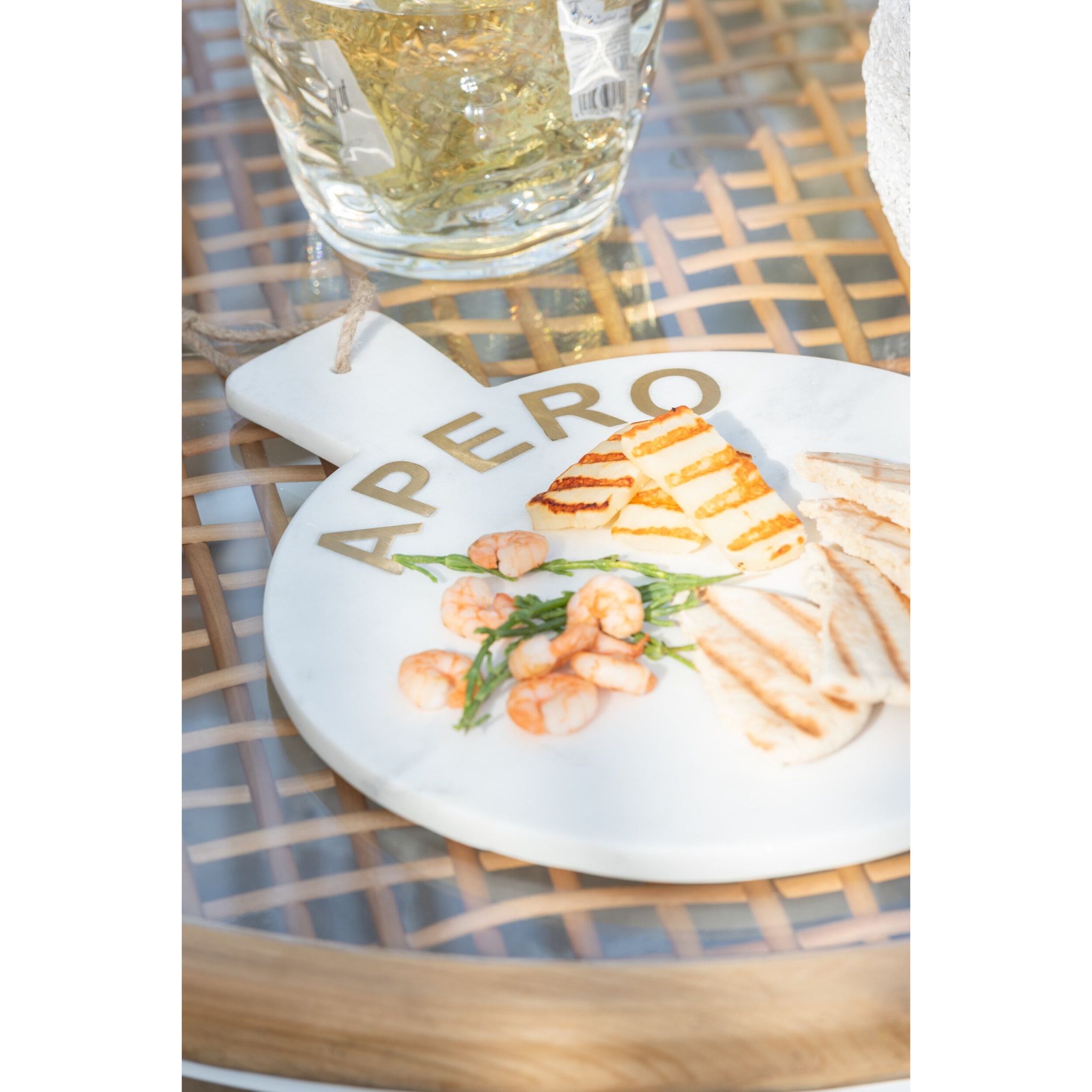 J-Line planche à fromage Rond Apero Marbre - pierre - blanc