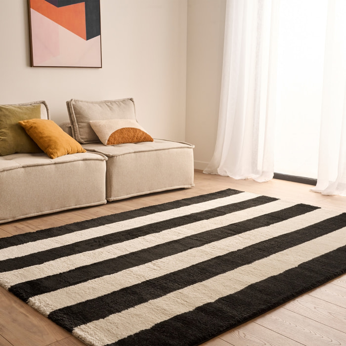 Tapis intérieur rayures noir et blanc PABLO