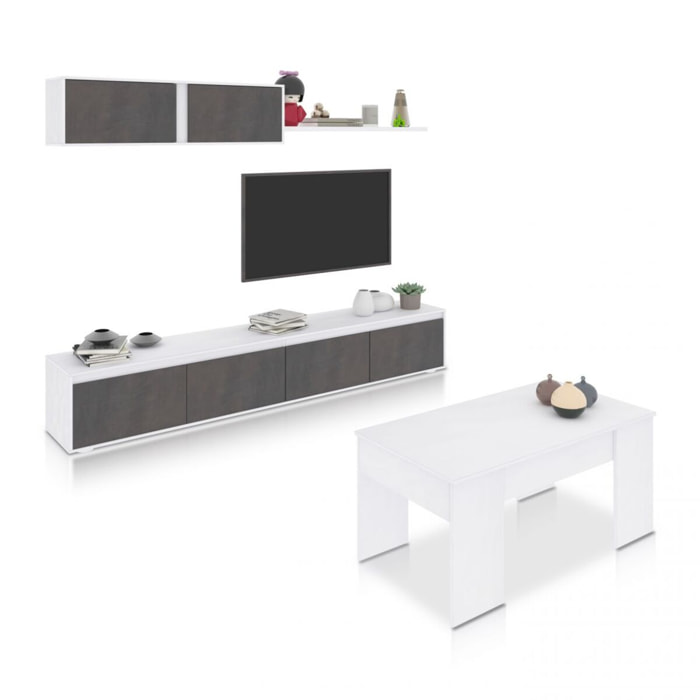 Pack salón con mesa de centro Arlet Plus V2 Blanco Artik (Blanco Mate) - Óxido