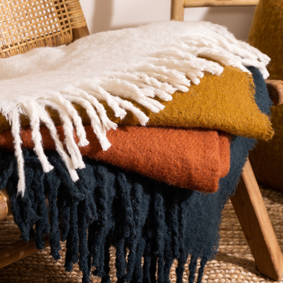 Plaid "Kodi" 180x130cm jaune ocre