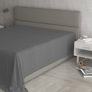LENZUOLO SOPRA MAX COLOR, 100% Cotone, Tinta Unita, Made in Italy - FUMO