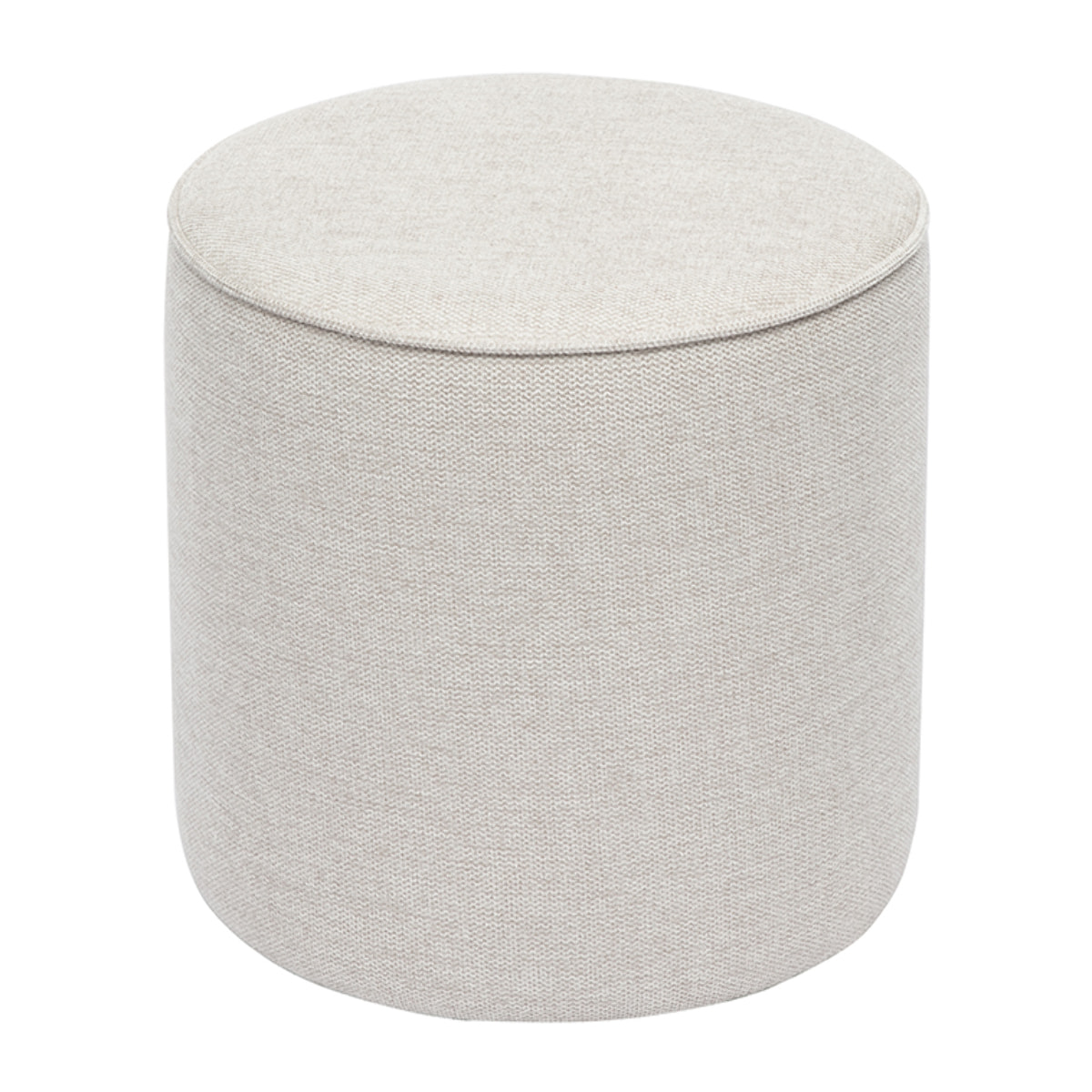 Pouf rond en tissu effet velours texturé beige D40 cm PAUL